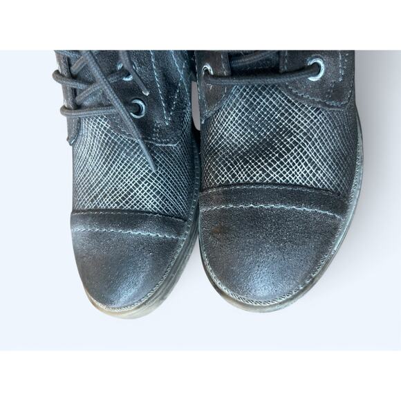 NEW ROAN Affair P Suede Leather Lace-up Combat Moto Boots Gray size 6 Edgy Boho - Picture 2 of 9